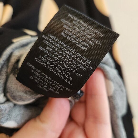 Anthropologie Maeve Davina Layered Polka Dot Dress Black Tan Size Small - Picture 12 of 13